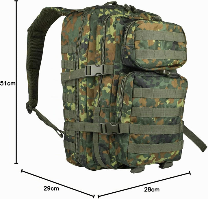 Mil-Tec US Assault Pack Tagesrucksack • Taktischer Militär Rucksack mit MOLLE-System • Kompakter Bun