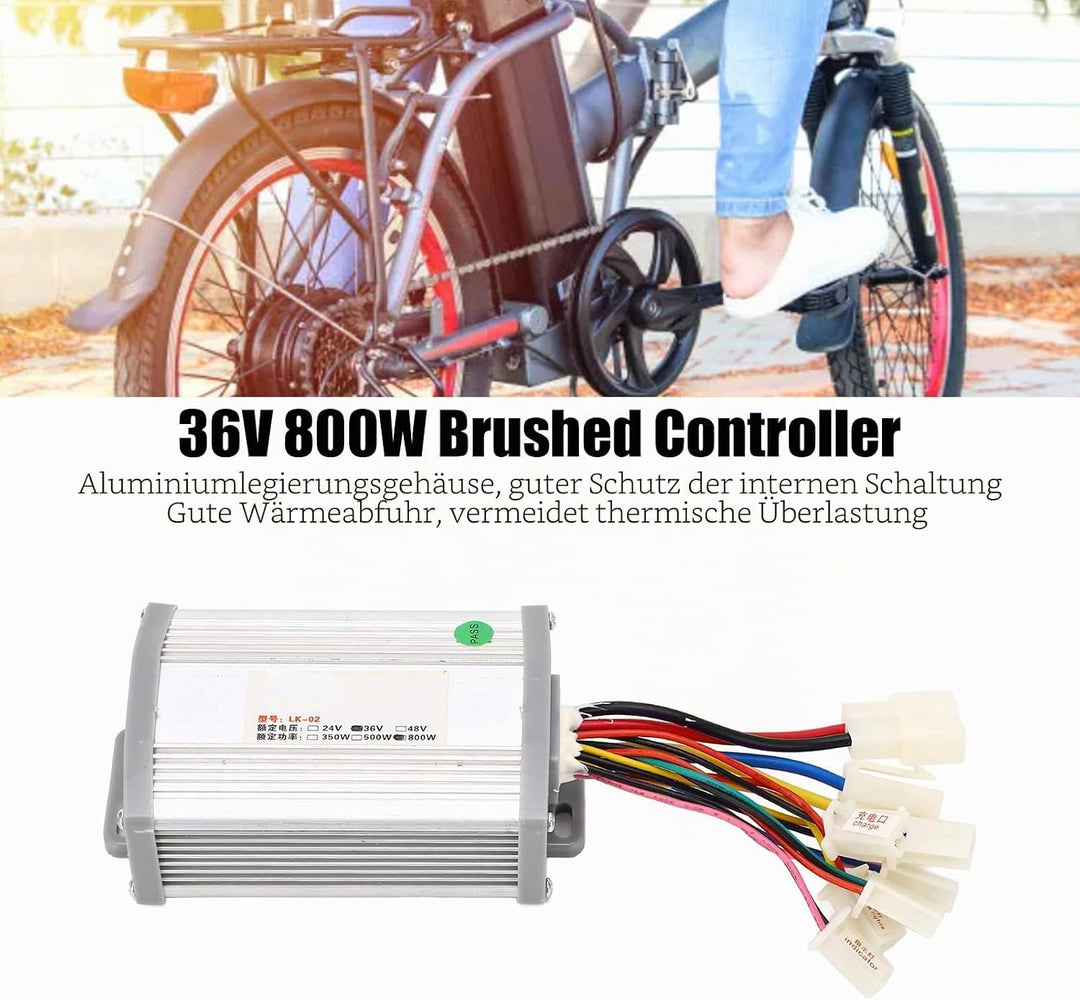 Alomejor 36V 800W Brushed Controller Überstromschutz Elektrofahrrad Brushed Controller mit Gehäuse a