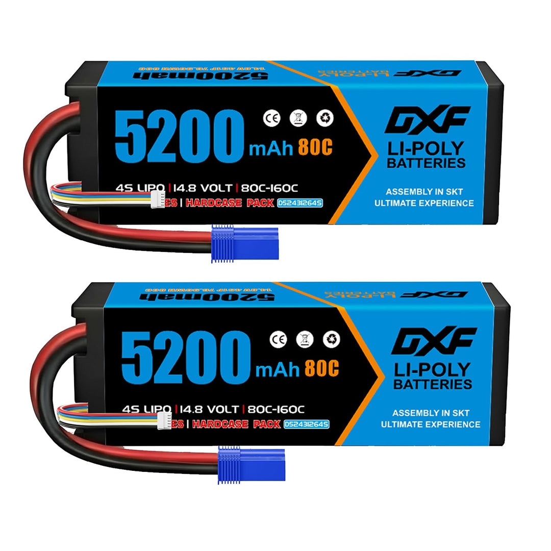 DXF 4S Lipo Akku 14.8V 80C 5200mAh RC Batterie mit EC5 Stecker für RC Car RC Truck RC Auto Boot LKW
