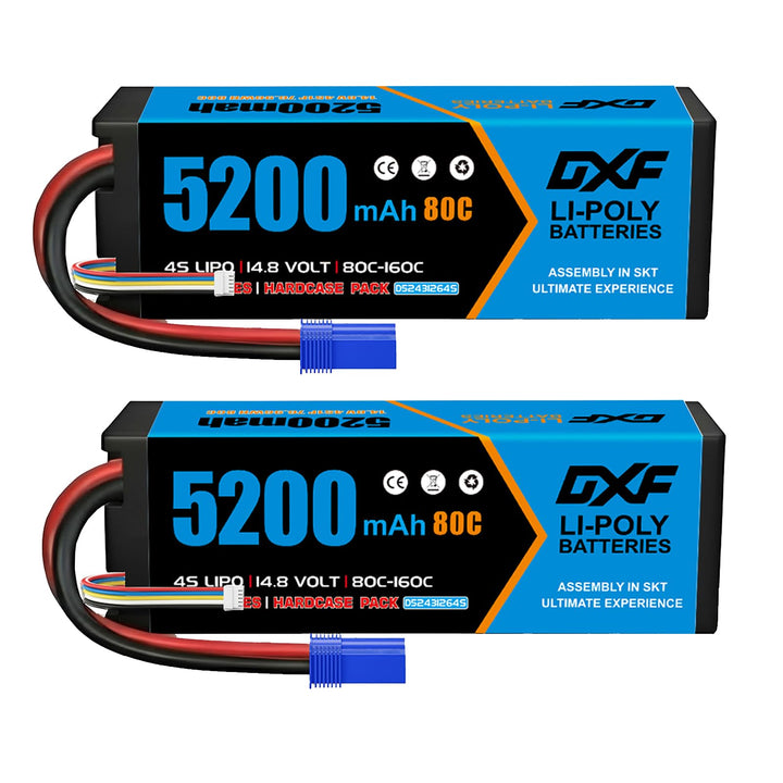 DXF 4S Lipo Akku 14.8V 80C 5200mAh RC Batterie mit EC5 Stecker für RC Car RC Truck RC Auto Boot LKW