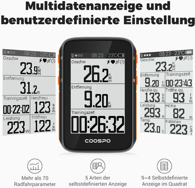 COOSPO BC200 Ciclocomputer GPS Bluetooth 5.0 ANT+, Computer Bicicletta Senza Fili Wireless Con LCD s