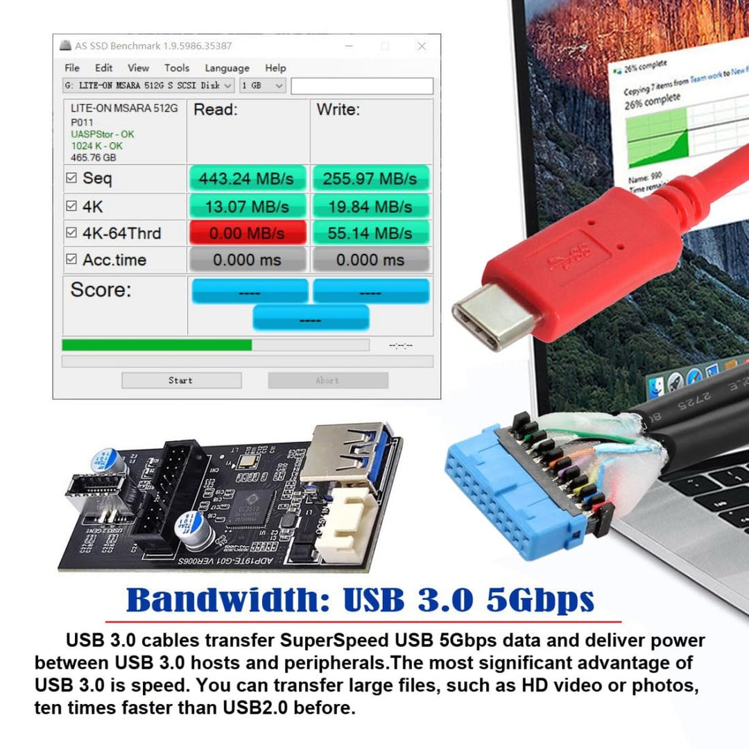 chenyang USB C/USB 3.0 19/20Pin auf USB 3.0 19/20Pin & USB 3.1 Typ E Frontpanel Header Port Multipli