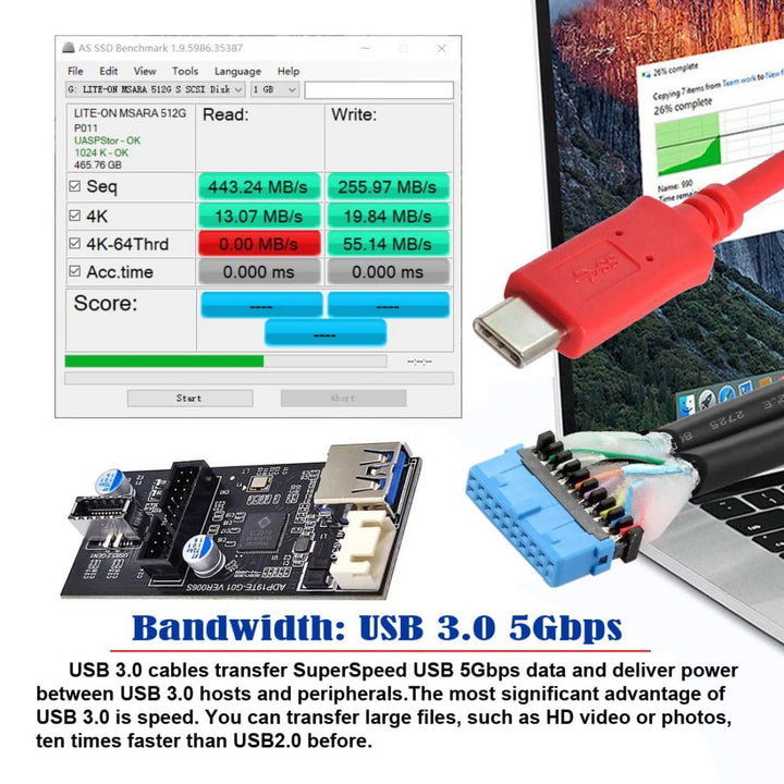 chenyang USB C/USB 3.0 19/20Pin auf USB 3.0 19/20Pin & USB 3.1 Typ E Frontpanel Header Port Multipli