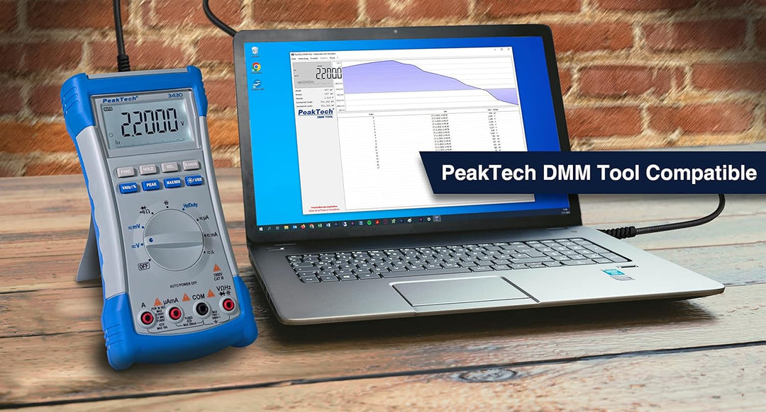 PeakTech P 3430 Digitalmultimeter, Effektivwertmessung für ACV und ACA, CAT III mit 1.000 V/CAT IV m