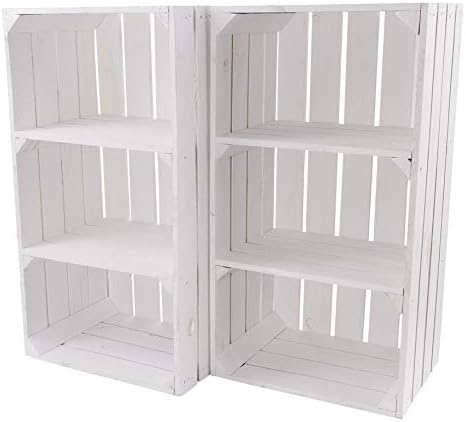 12er Set Weisse Regalkiste mit 2 Mittelbrettern 68cm x 40cm x 31cm Apfelkiste Obstkiste Weinkiste Ho