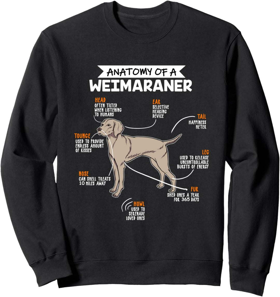Anatomie Eines Weimaraner Fun Hunde Herrchen Frauchen Sweatshirt