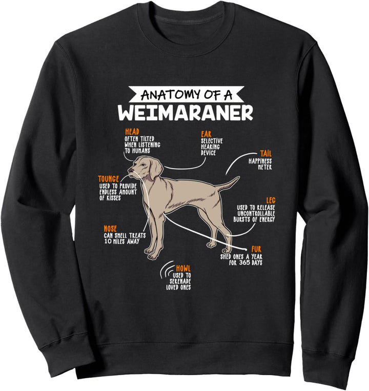 Anatomie Eines Weimaraner Fun Hunde Herrchen Frauchen Sweatshirt
