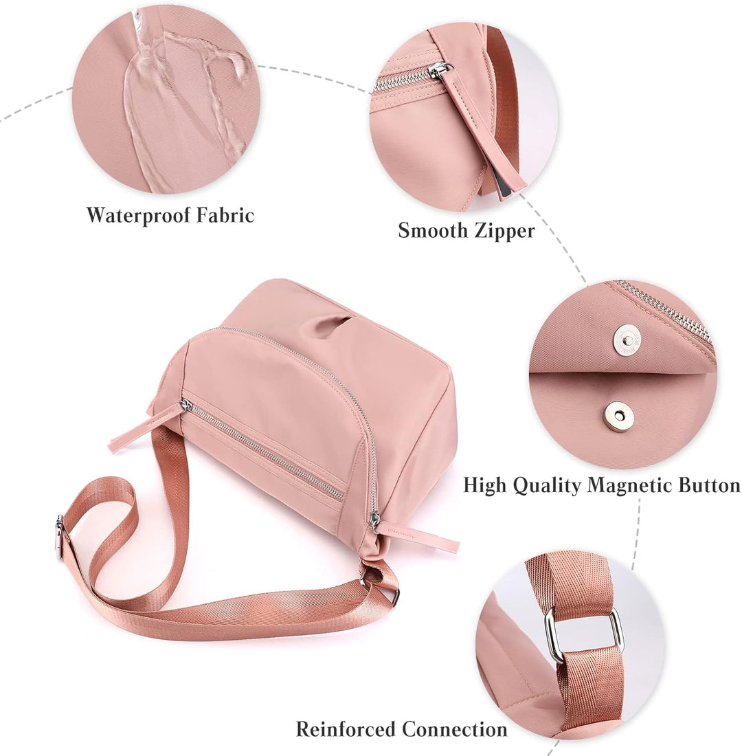 PORRASSO Damen Schultertasche Casual Umhängetasche Nylon Multi Tasche Handtasche Frauen Crossbody Ba