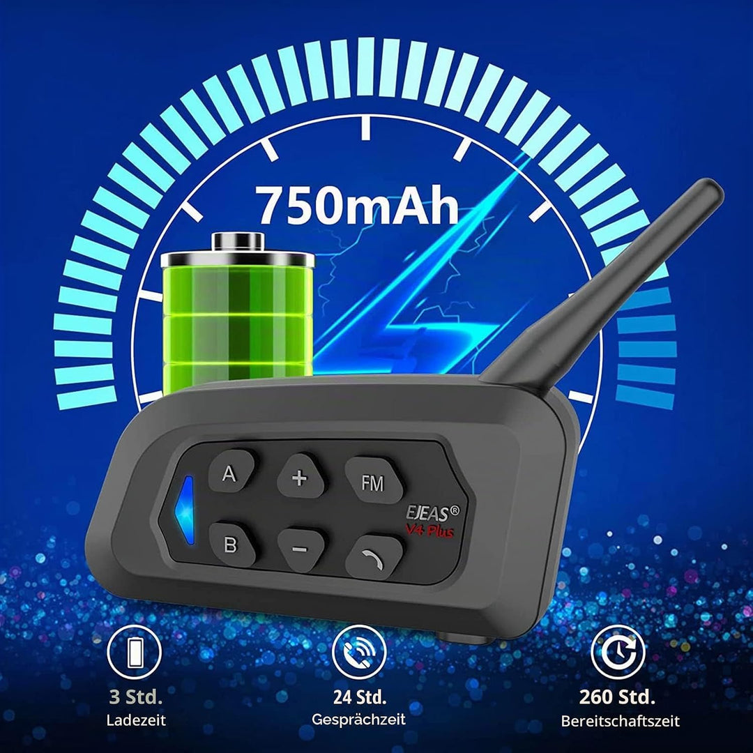 EJEAS V4C Plus Bluetooth Türsprechanlage für Fussballschiedsrichter, 1200 m, 4 Personen, die gleichz