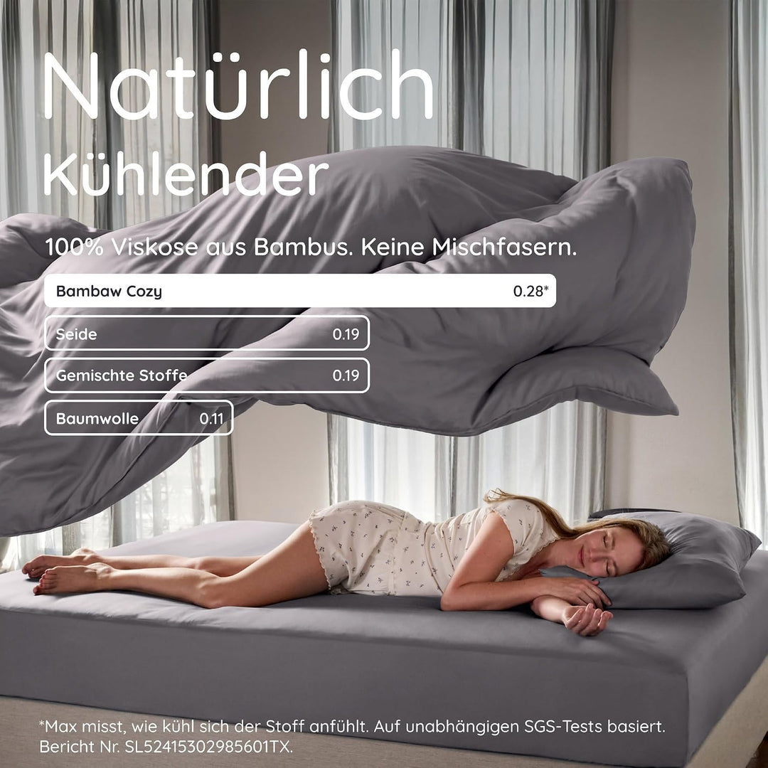 Bettdeckenbezug Dunkelgrau | 200x200 cm Bettwäsche | Bettdecke Bambus | Deckenbezug Allergiker | Bet
