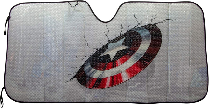 Plasticolor 003756R01 Captain America Marvel Broken Shield Akkordeon Bubble Sonnenschutz, Captain Am