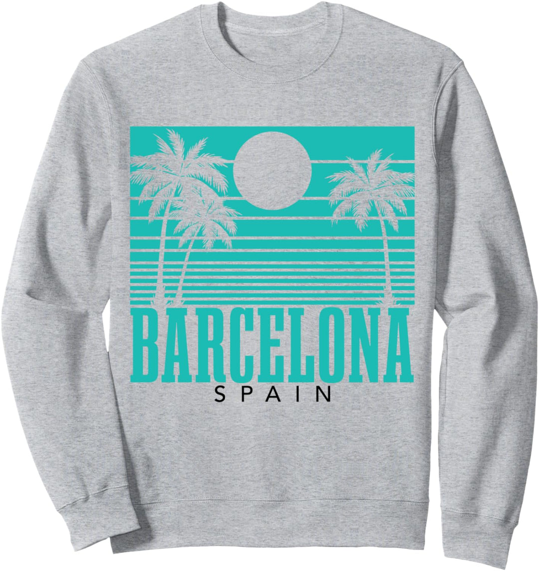 Barcelona Spanien Palmen Surf Vintage Retro Souvenir Sweatshirt
