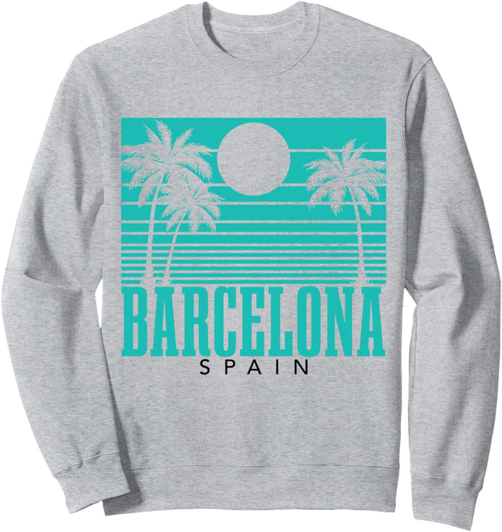 Barcelona Spanien Palmen Surf Vintage Retro Souvenir Sweatshirt