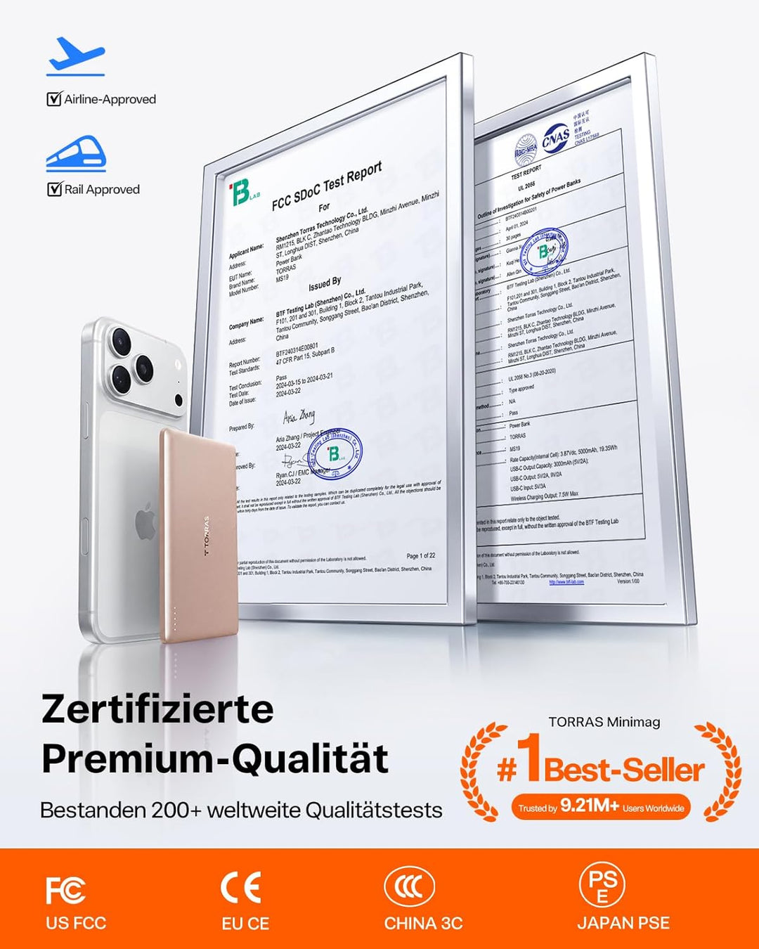 TORRAS MiniMag Ultra Slim Powerbank für Magsafe, 18W Schnellladen 5000mAh Magnetische Powerbank Slim