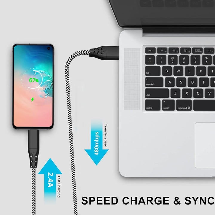 Adaptive Fast Ladegerät mit USB-C Nylon Schnellladekabel 2 M, Original-Fast-Ladung QC3.0 kompatibel
