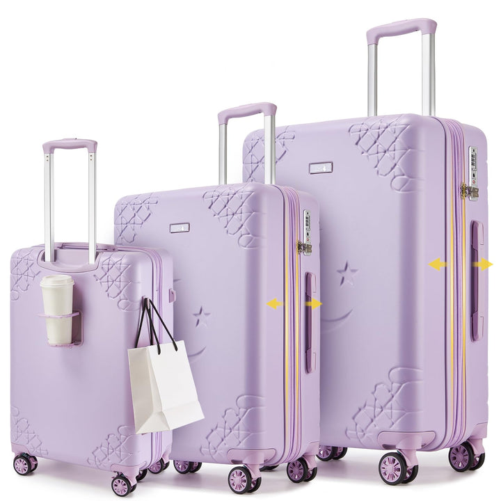 Sea choice Kofferset 3 Telig Hartschalen Erweiterbar Reisekoffer mit 4 Rollen Leicht Trolley Rollkof
