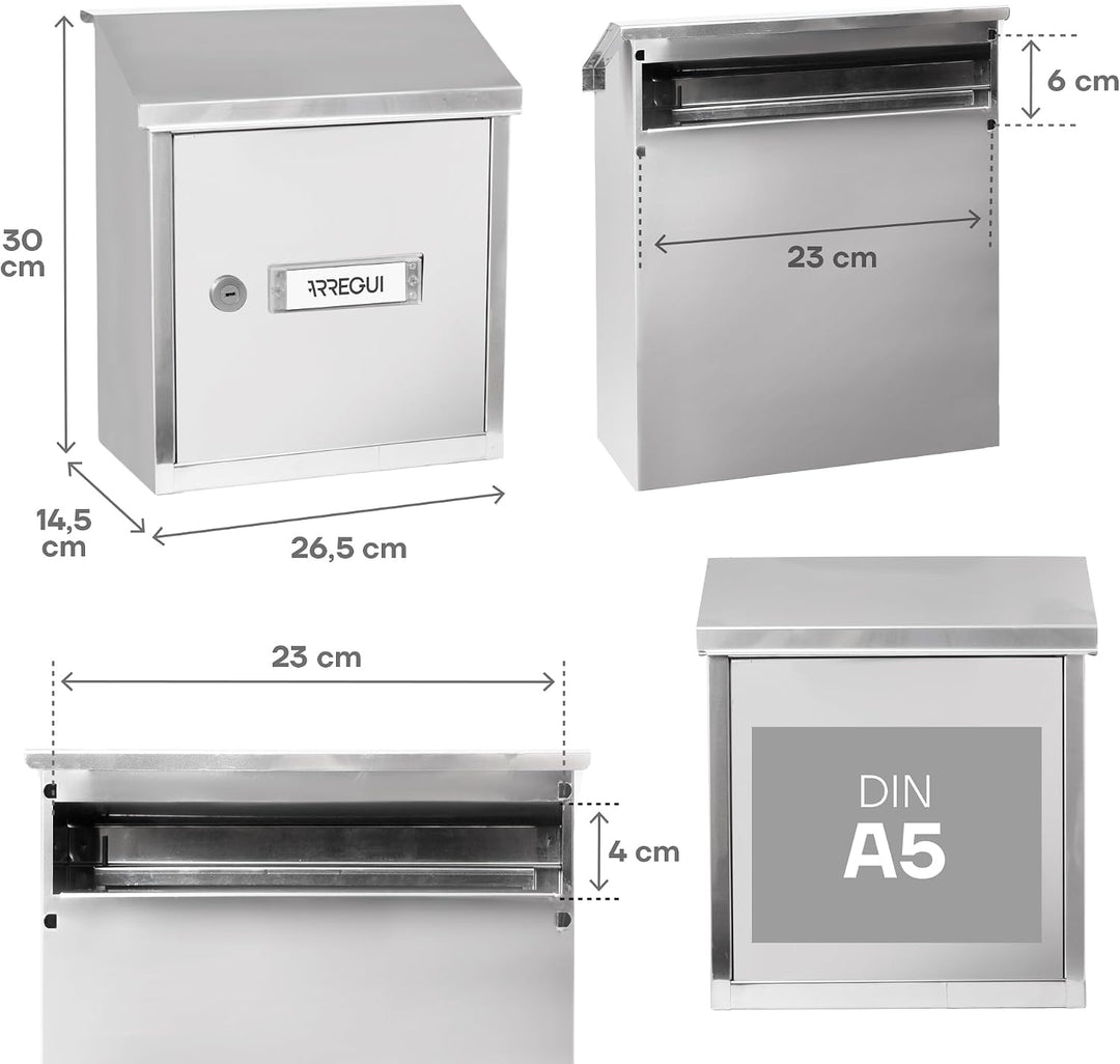 ARREGUI V4097 Durchwurfbriefkasten aus Verzinktem Stahl, kasten in Grösse S(DINA5), Durchwurfkasten