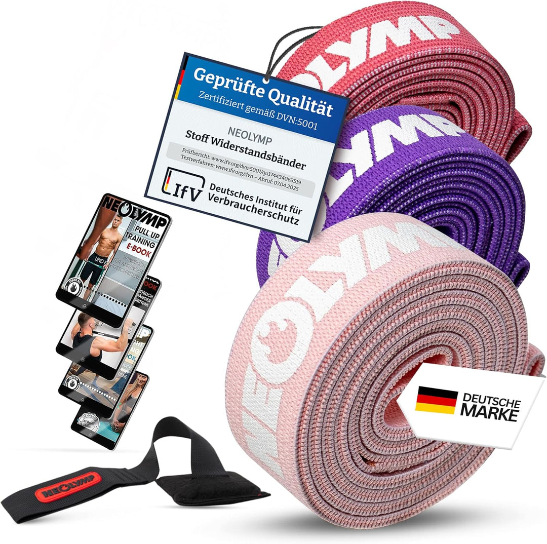 NEOLYMP Premium Fitnessbänder aus Baumwolle – Nachhaltige, waschbare Resistance Bands mit über 100 T