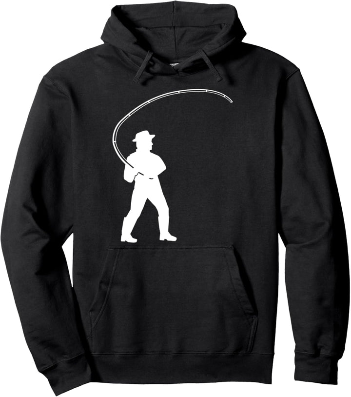 Angler mit Angelrute Pullover Hoodie