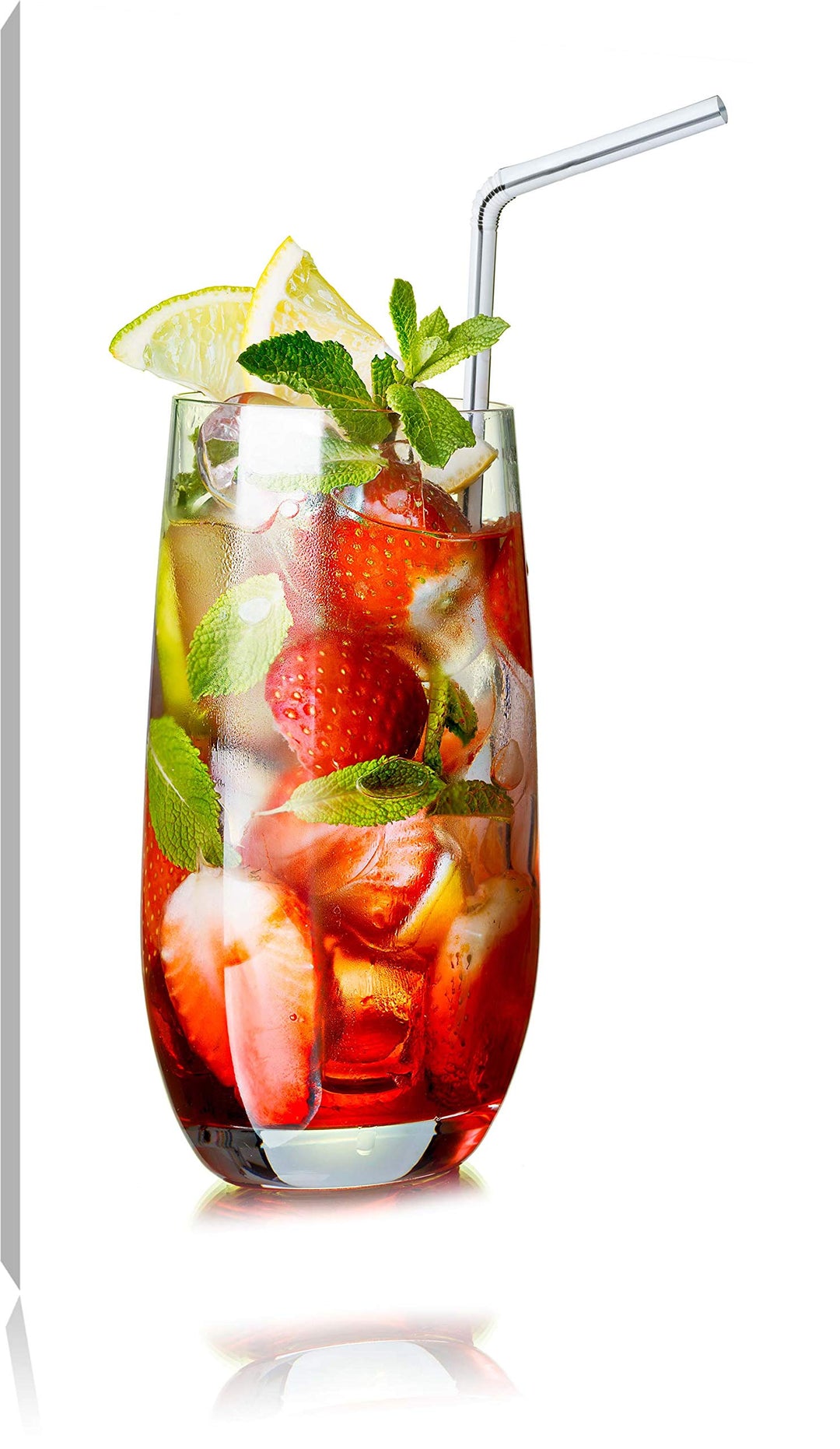 Leckerer Erdbeercocktail mit Zitrone und Minze Format: 100x70 auf Leinwand, XXL riesige Bilder ferti
