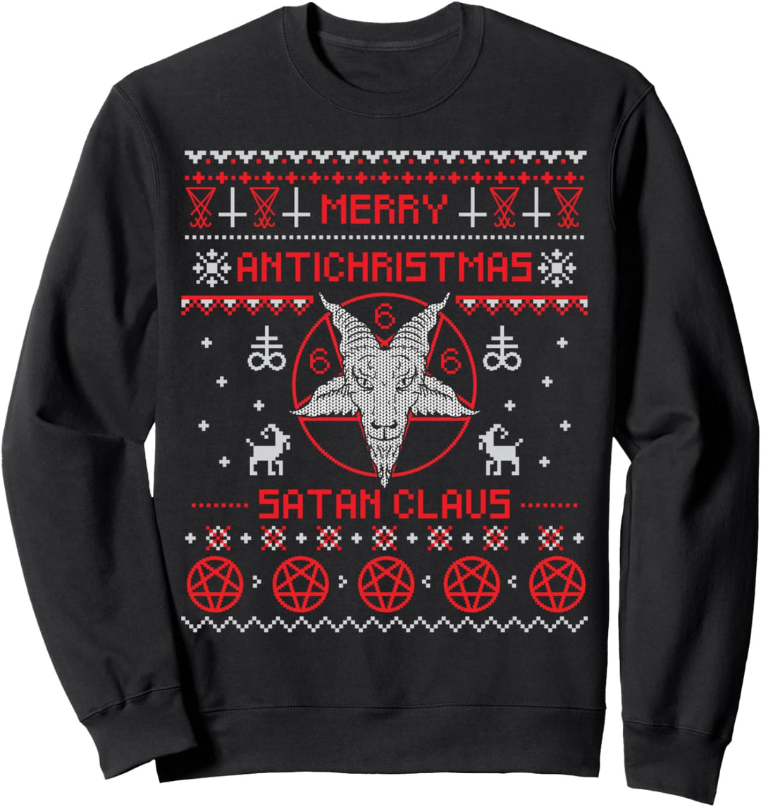 Merry Antichristmas Satan Claus Pentagram Upside Down Cross Sweatshirt