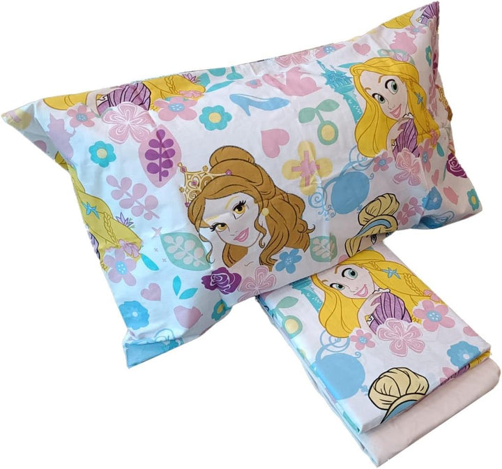 Princess, Bettlaken für Einzelbett, Spannbettlaken, Kissenbezug, Rosa, Disney, 100% Baumwolle, offiz