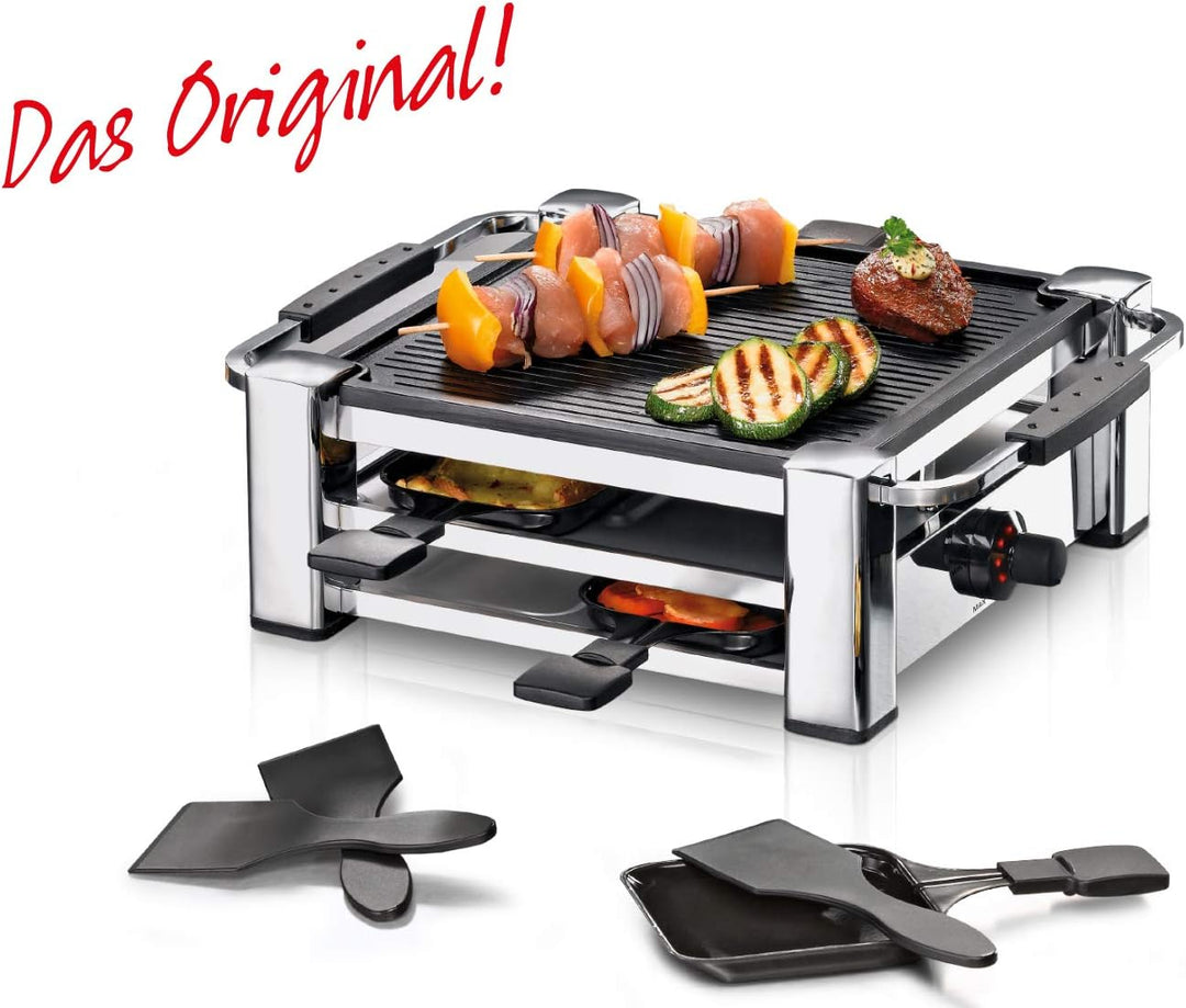 ROMMELSBACHER RCC 1000 Raclette-Grill (Tischgrill, für 4 Personen, gerippte Alu-Druckguss-Grillplatt
