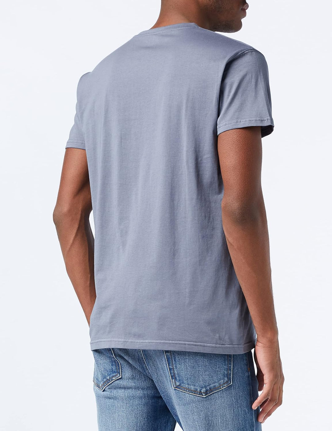 Lower East Herren T-Shirt mit V-Ausschnitt aus 100% Baumwolle im Multipack Weiss/Hellgrau Melange/Ol