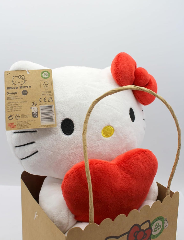 Joy Toy - Hello Kitty mit Herz ECO-Plüsch in Kartontäschchen 24 cm, Herz
