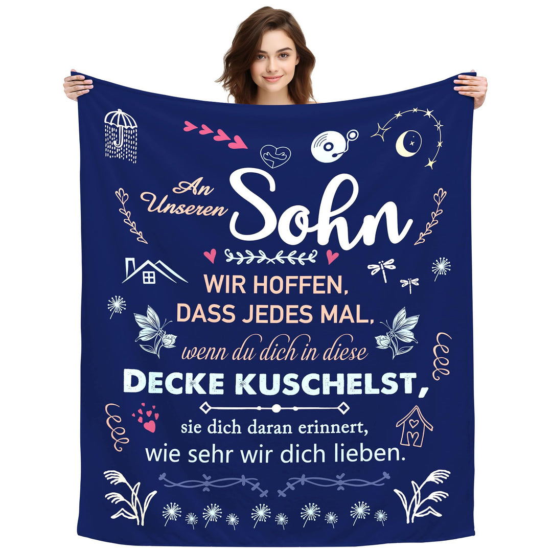 Original Geschenk An Unseren Sohn Kuscheldecke Dekoratives Decke Geschenkidee für Sohn Geburtstag Ho