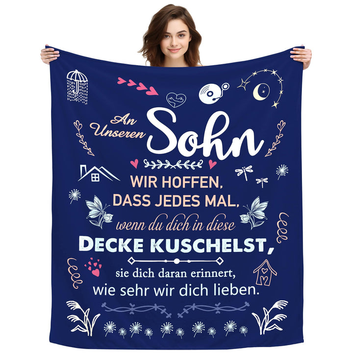 Original Geschenk An Unseren Sohn Kuscheldecke Dekoratives Decke Geschenkidee für Sohn Geburtstag Ho