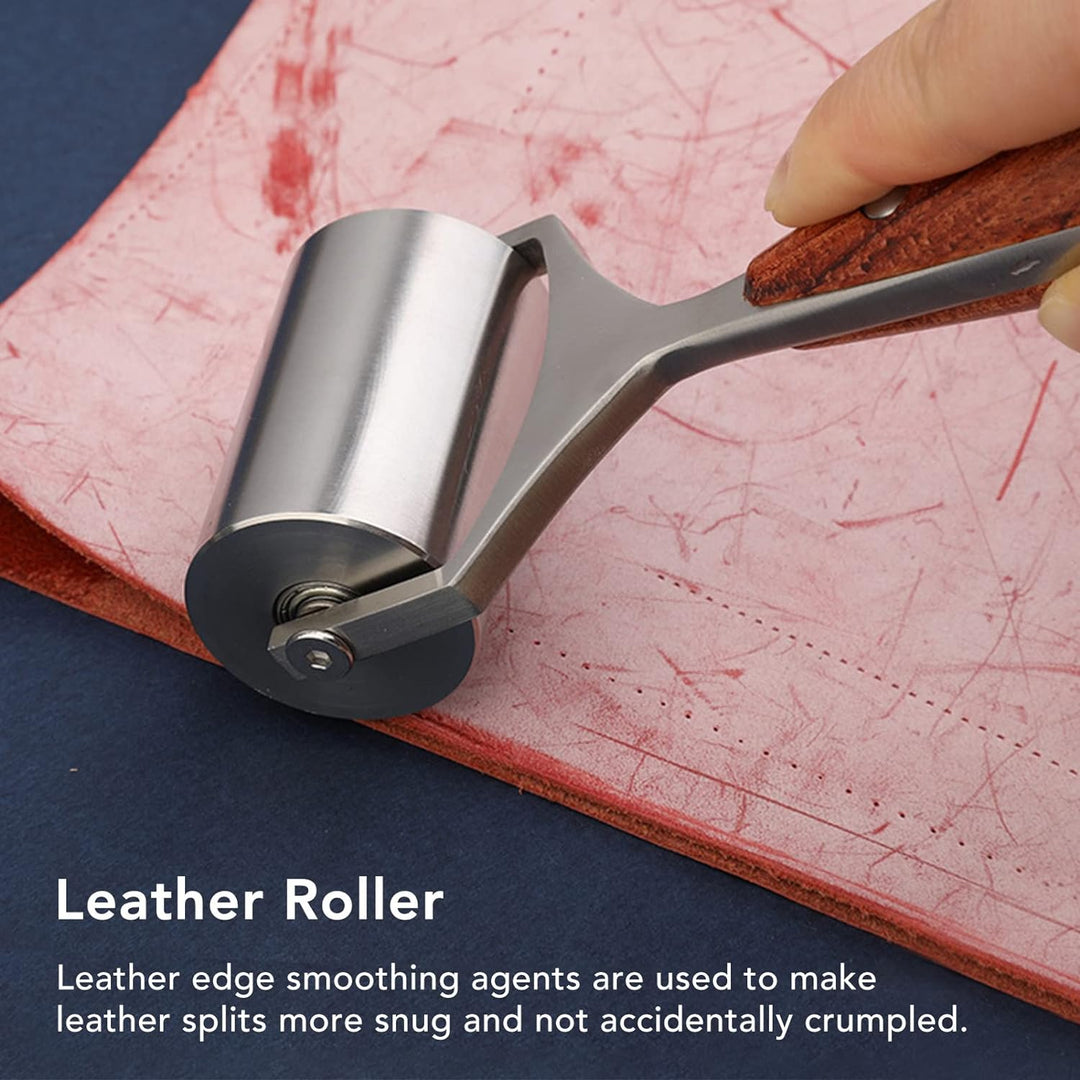 Leder Andruckrolle Leder Roller Werkzeug Andrückwalze Handdruck Roller mit Holzgriff für Schweisswer