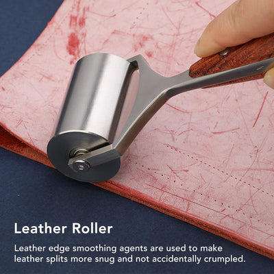 Leder Andruckrolle Leder Roller Werkzeug Andrückwalze Handdruck Roller mit Holzgriff für Schweisswer