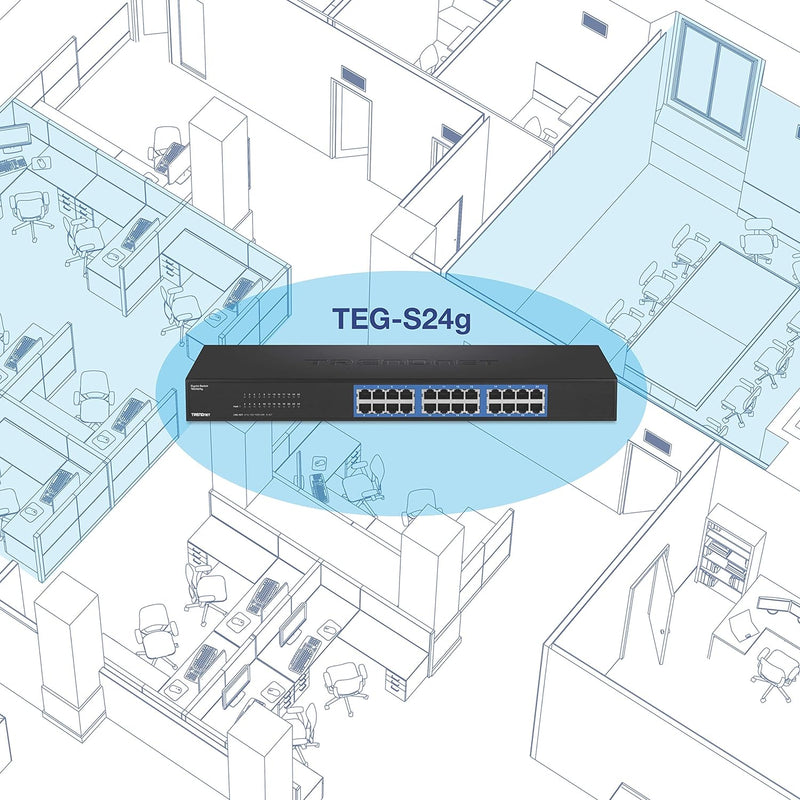 TRENDnet TEG-S24G 24-Port Unverwaltet Gigabit 10/100/1000 Mbps GREENnet Metallgehäuse Switch, 48 Gbp