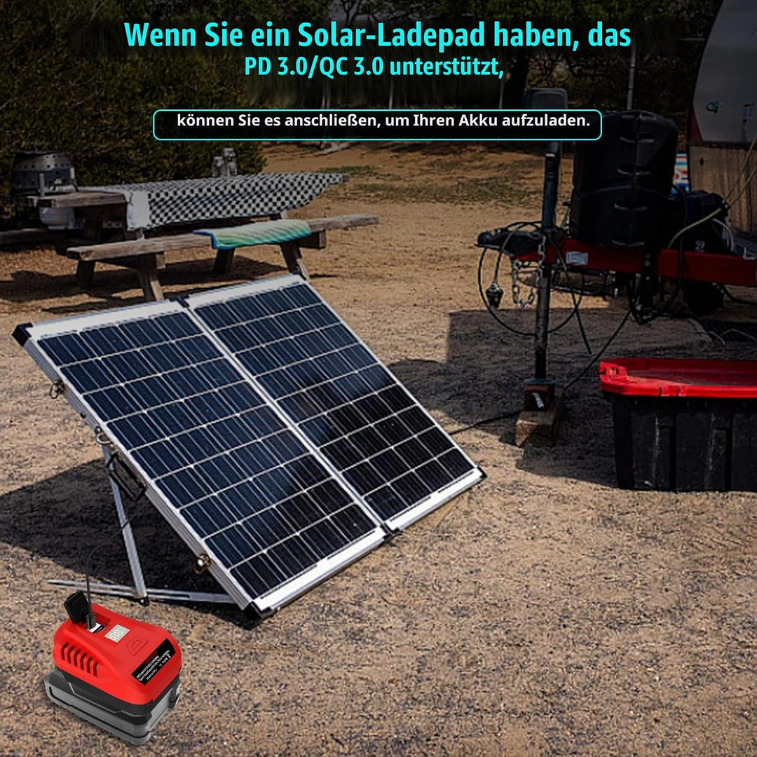 【Verbessert】 100W für Einhell PXC 18V Akku Ladegerät Adapter, TEPULAS USB Handyladegerät Stromquelle