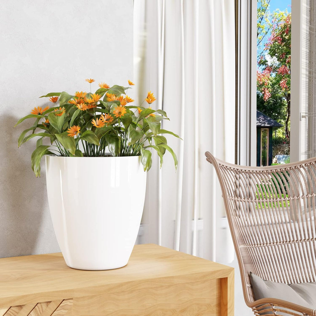 QCQHDU Blumentöpfe Set mit 2 Stück, Ø 25 x H 28cm Blumentopf für Innen- und Aussenpflanzen mit Entwä