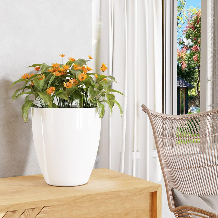 QCQHDU Blumentöpfe Set mit 2 Stück, Ø 25 x H 28cm Blumentopf für Innen- und Aussenpflanzen mit Entwä