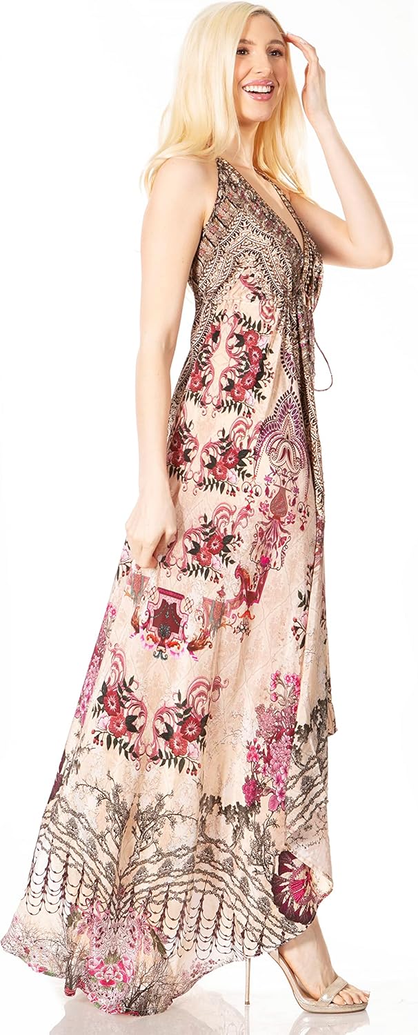 Sakkas Lizi 2 Damen Maxi High-Low Neckholder Taschentuchkleid Strandparty Urlaub Einheitsgrösse 495,