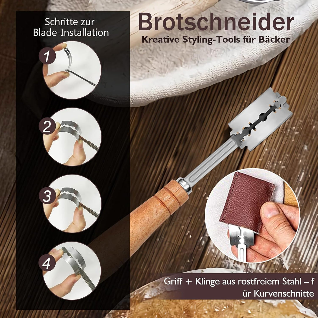 2er-Set Gärkörbchen, Gärkorb, Runde und Ovale Gärkorb Zum Brotbacken-Set, Brotkorb Mit Brotmesser mi