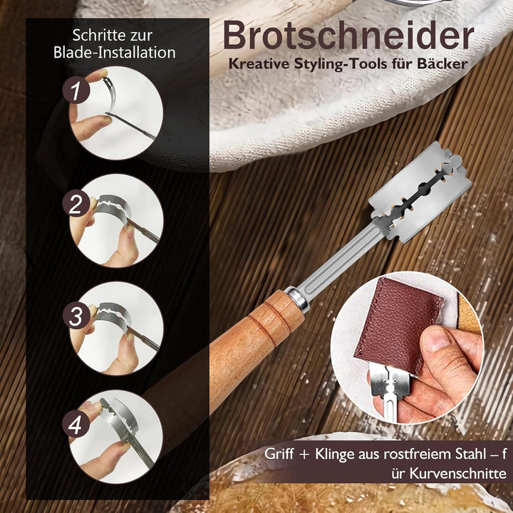 2er-Set Gärkörbchen, Gärkorb, Runde und Ovale Gärkorb Zum Brotbacken-Set, Brotkorb Mit Brotmesser mi