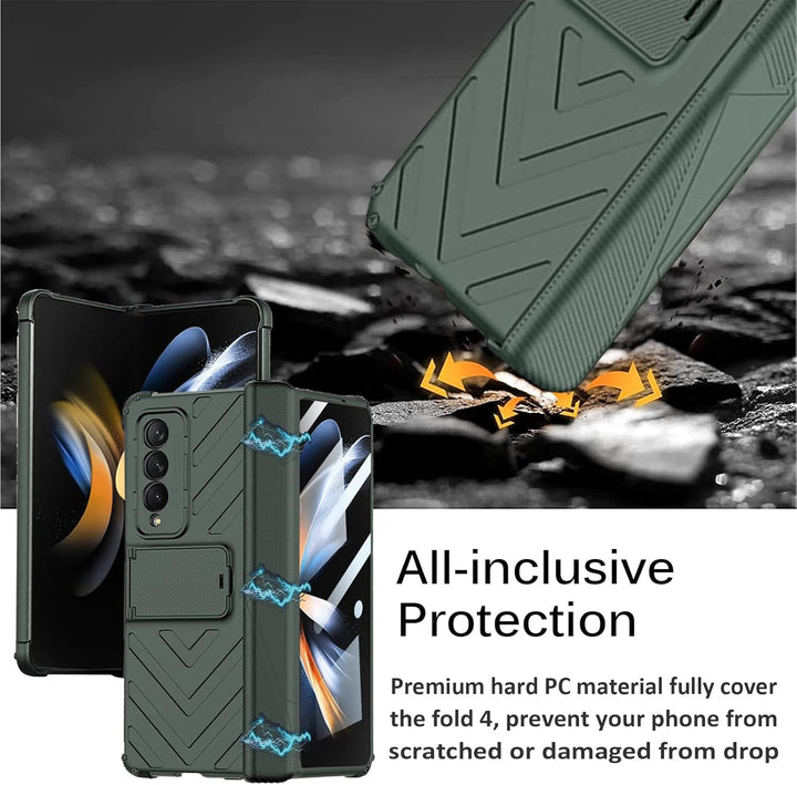 Miimall Handyhülle Kompatibel mit Samsung Galaxy Z Fold 4 Hülle mit Scharnierschutz, Hartes PC Stoss