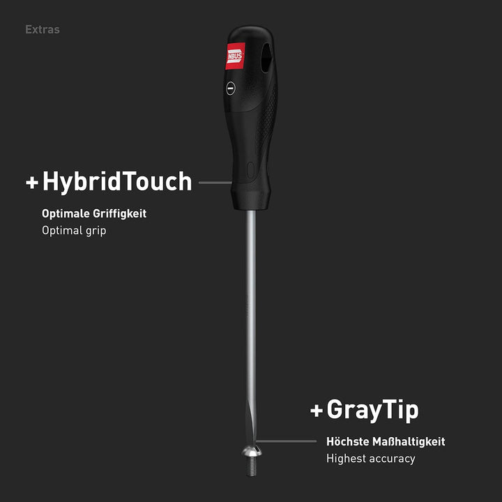 INBUS® 73790 Schraubendreher Set 6tlg, SL3–6.5 & PH1–2, mit HybridTouch & GrayTip 4× SL & 2× PH, 4×