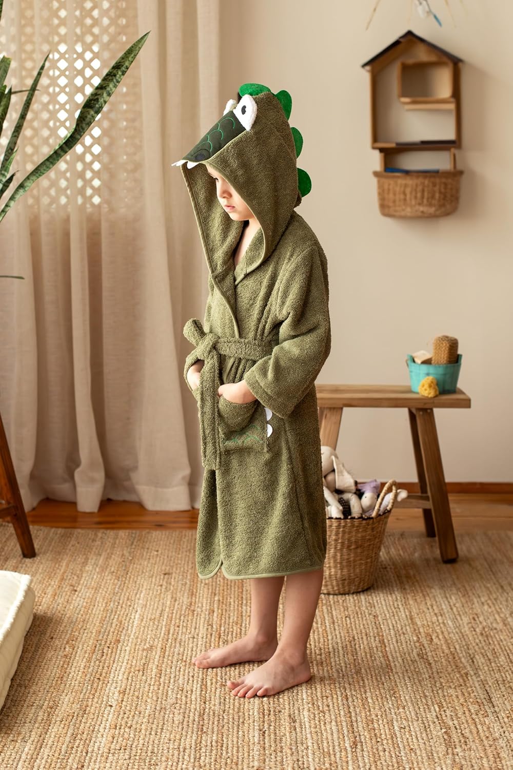 ELY PARKER Bademantel Kinder Frottee, Jungs, Jungen, Mädchen, Handtuch aus Türkische Baumwolle, mit
