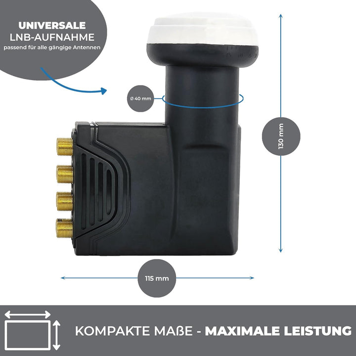 PremiumX Deluxe Octo LNB Signalumsetzer bis 8 Teilnehmer digital SAT-Empfang HD UHD 4K DVB-S2 PLL Re