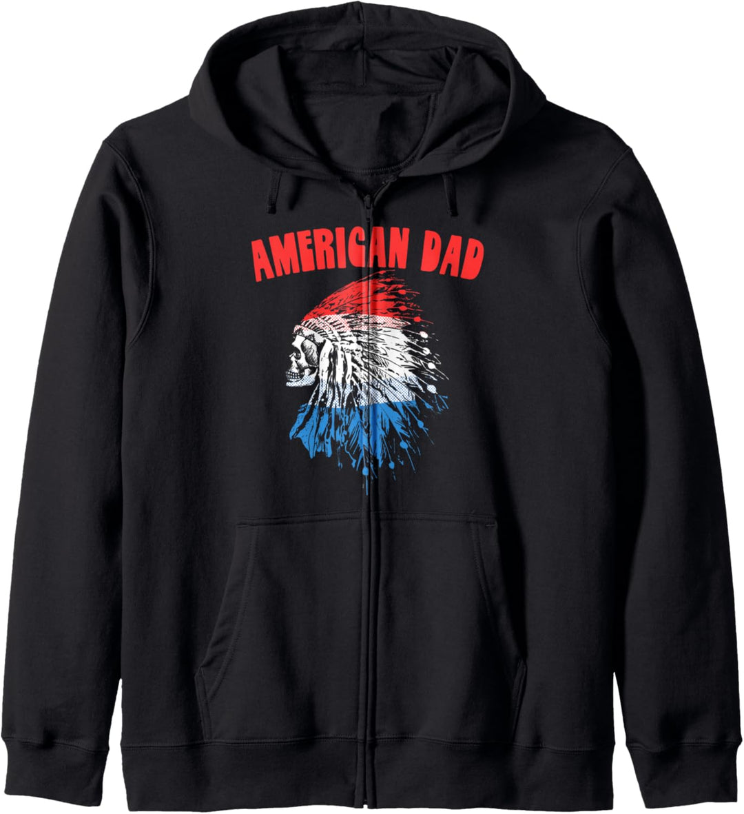 American Dad Retro Native American Indian Skull & Headdress Kapuzenjacke