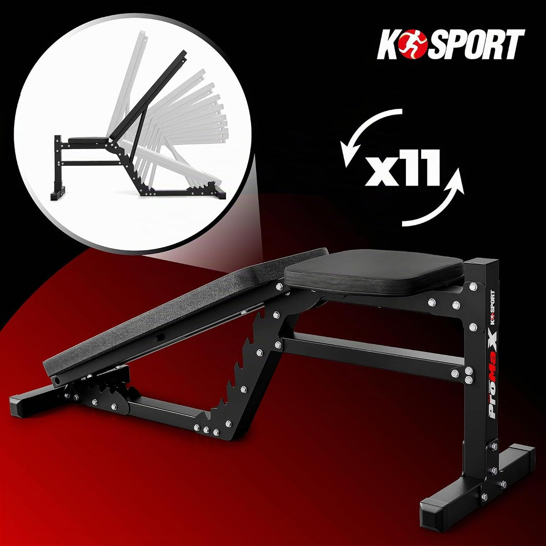 K-Sport: Trainingsbank verstellbar (beidseitig) I Ideale Hantelbank für Kurz &amp; Langhanteltraining I