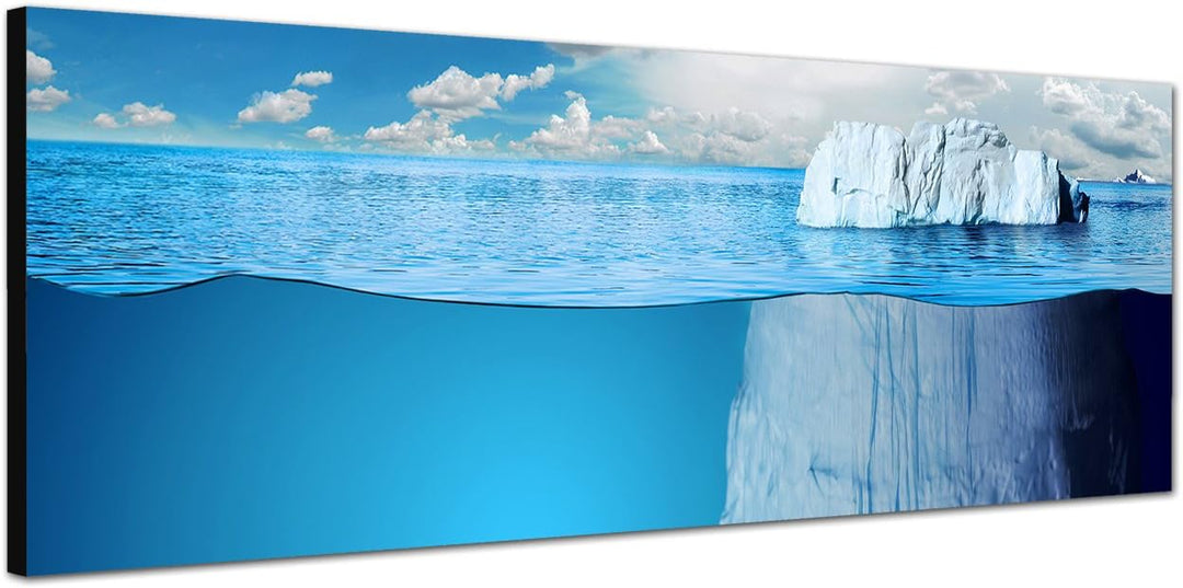 Paul Sinus Art Panoramabild auf Leinwand und Keilrahmen 150x50cm Meer Unterwasser Eisberg