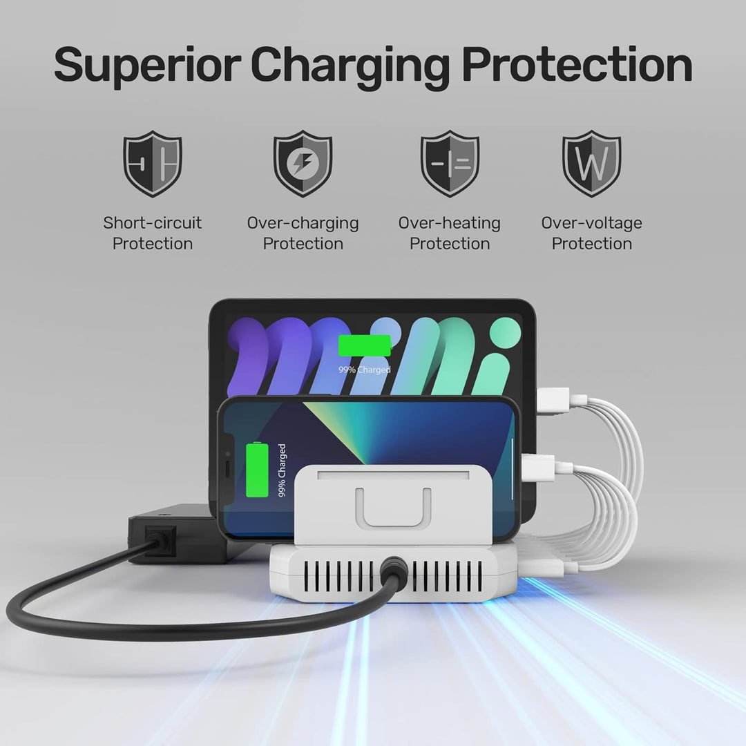 Unitek 96W 10 Ports USB Ladestation für mehrere Geräte mit 2*QC3.0 und Smart IC Organizer für Handys