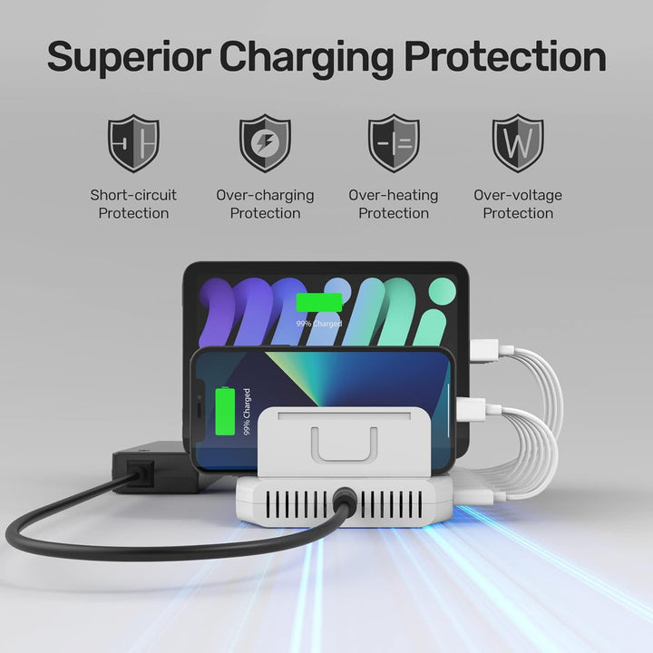 Unitek 96W 10 Ports USB Ladestation für mehrere Geräte mit 2*QC3.0 und Smart IC Organizer für Handys