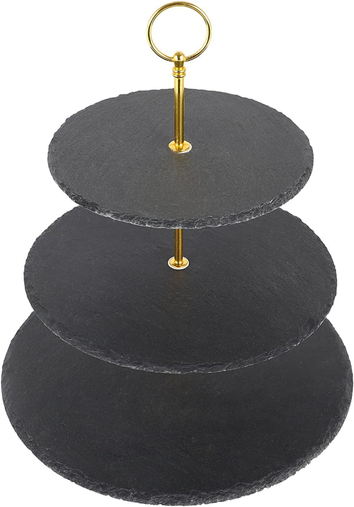 ECHTWERK EW-ET-1782G Etagere-/ Servier-Ablage für Gebäck, Obst, Käse und Dessert aus Naturschiefer m
